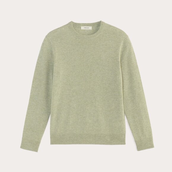 Everlane Men's Cashmere Crew Neck Sweater in Light Heathered Moss, Size Large - Picture 4 of 6